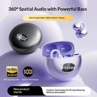 Wireless Clip-On Bluetooth Earbuds Premium HiFi Audio Sports Headphones Long Battery Life with Built-in Microphone