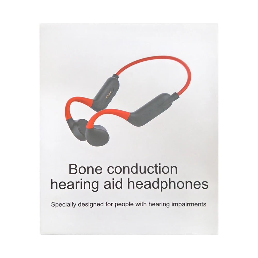 Bluetooth Bone Conduction Hearing Aid Headphones for Elderly Moderate Severe Deafness Waterproof Behind-the-Ear Design Calling