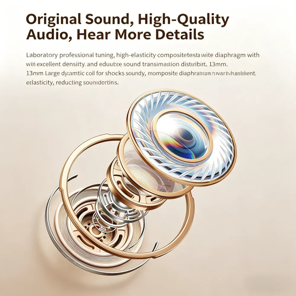 KEBIDUMEI Bluetooth 6.0 Earphones Sleep Headphones HiFi Stereo ENC Noise Reduction Earbuds In-ear Wireless Headsets LED Display