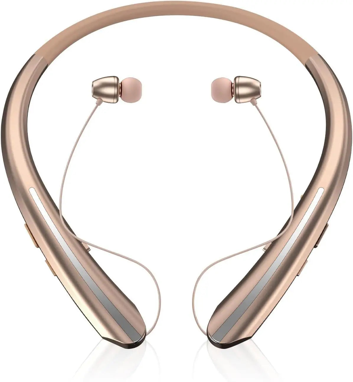 Bluetooth Headphones Neckband, Retractable Headset Wireless Sports Earbuds Noise Cancelling Stereo Earphones with Microphone,