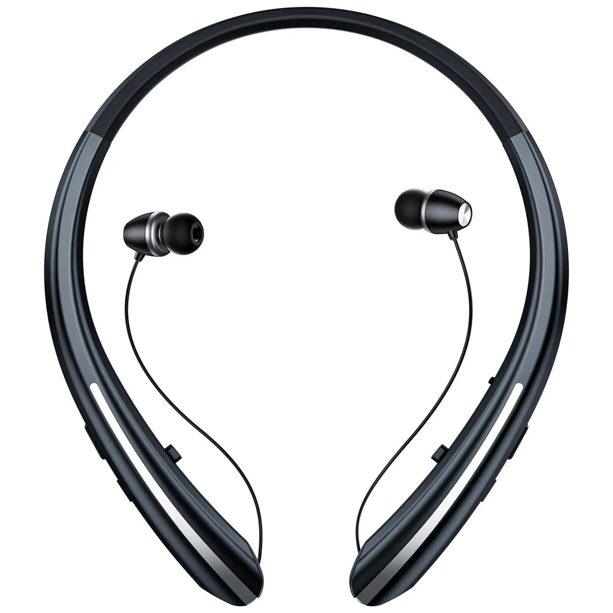 Bluetooth Headphones Neckband, Retractable Headset Wireless Sports Earbuds Noise Cancelling Stereo Earphones with Microphone,
