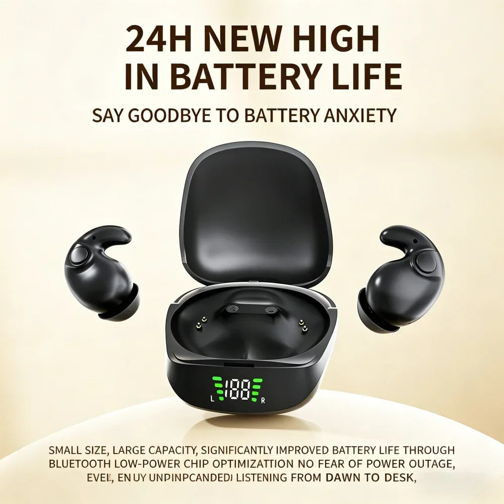 KEBIDUMEI Bluetooth 6.0 Earphones Sleep Headphones HiFi Stereo ENC Noise Reduction Earbuds In-ear Wireless Headsets LED Display