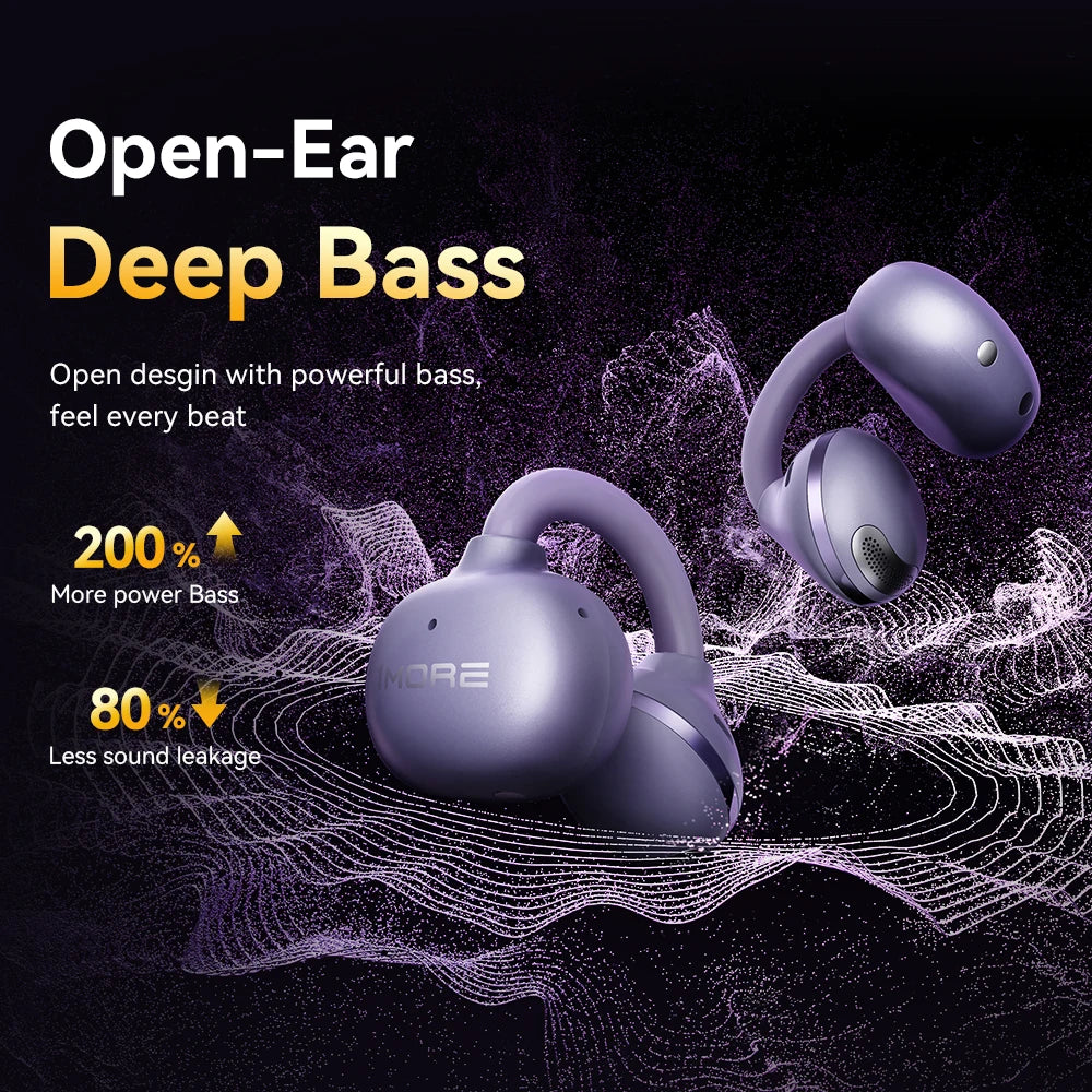 1More Open Ear Bluetooth Earbuds Wireless Ear Clip S21 Bluetooth 6.0 LDAC Wireless Hi-Res Audio Earphones IPX5 26H Battery Life